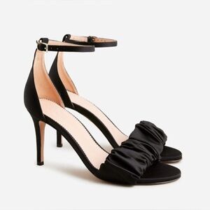 🪲 RARE J. Crew Collection Rylie Ruched-Strap Heels, Classic Black, 10.5 NIB $298
